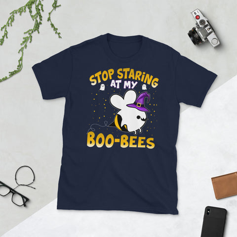Image of Stop Staring At My Boo Bees Halloween Short-Sleeve Unisex T-Shirt