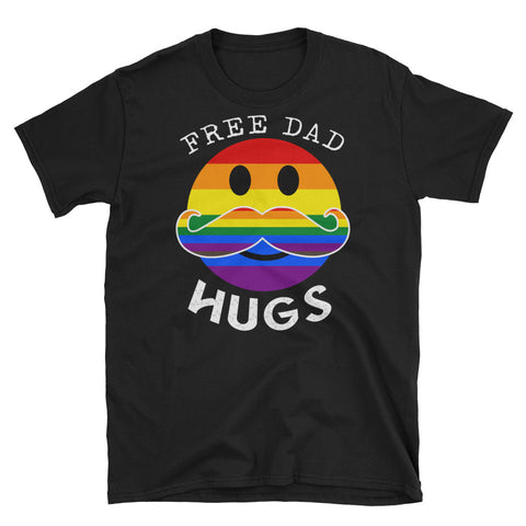 Image of Funny Free Dad Hugs Gay Lesbian Proud Dad Short-Sleeve Unisex T-Shirt, LGBTQ Pride Shirt