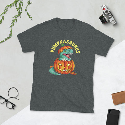 Image of Halloween Pumpkasaurus Dinosaur Pumpkin Short-Sleeve Unisex T-Shirt