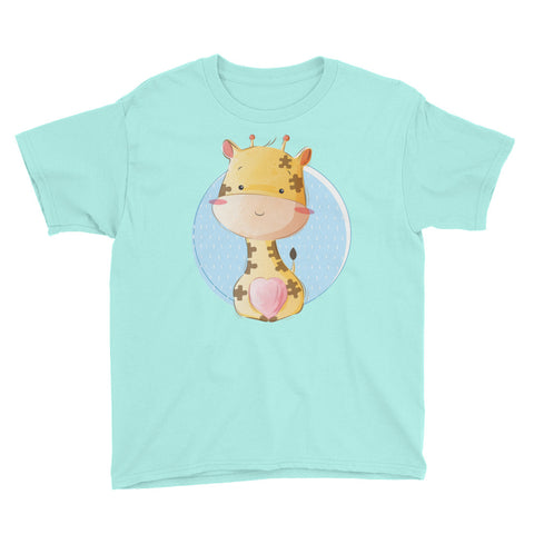 Image of Cute Baby Giraffe Youth Short Sleeve T-Shirt, Funny Giraffe Shirt For Kids