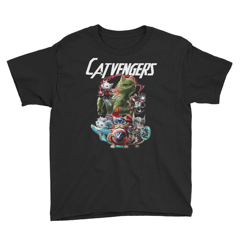 Image of Catvengers Youth Short Sleeve T-Shirt, Cute Gift For Kids, Birthday Shirt For Kids, Cute Cat Shirt