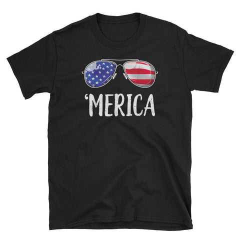 Image of Merica Sunglasses 4th of July Short-Sleeve Unisex T-Shirt