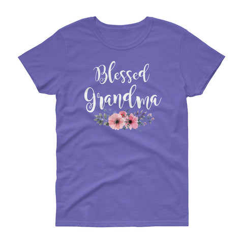 Image of Personalized Blessed Grandma Shirt, Funny Grandmother Gift Women's short sleeve t-shirt