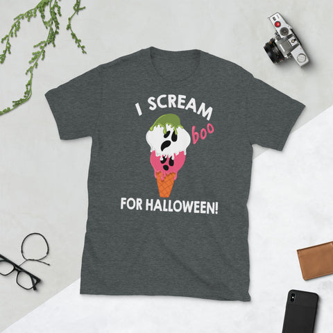 Image of I Scream for Halloween Cream Ghost Halloween Short-Sleeve Unisex T-Shirt
