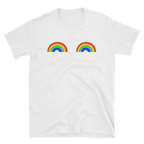 Image of Funny Gay Les Pride Rainbow Boobs LGBT Pride Short-Sleeve Unisex T-Shirt, LGBT Day Shirt, LGBT Pride Month
