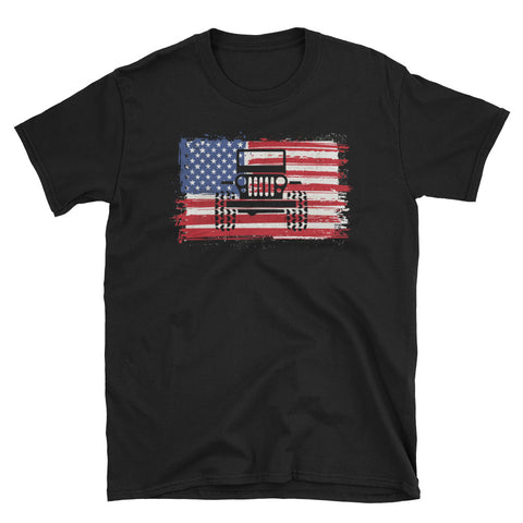 Image of America Jeep Flag 4th Of July Short-Sleeve Unisex T-Shirt, Independence Day Shirt