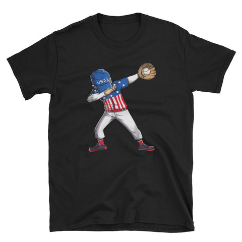 Image of Baseball Dabbing USA Merica 4th of July Short-Sleeve Unisex T-Shirt
