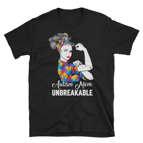 Image of Autism Mom Unbreakable Short-Sleeve Unisex T-Shirt, Autism Awareness Gift For Mom, World Autism Awareness Day April 2, 2019