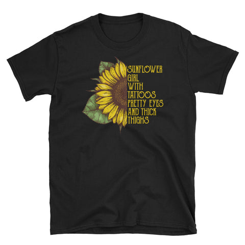 Image of Sunflower Tattoos Girl Short-Sleeve Unisex T-Shirt, Sunflower Watercolor Shirt