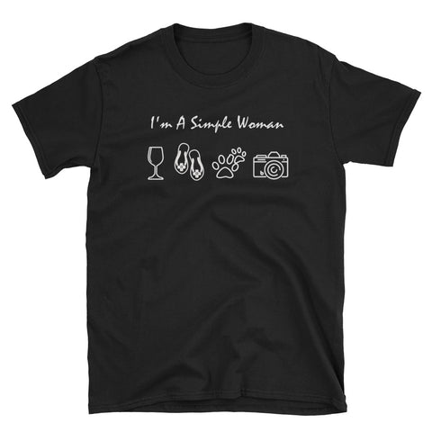 Image of I'm A Simple Woman Short-Sleeve Unisex T-Shirt, Dog Mom Shirt, Selfie Shirt, Women Shirt