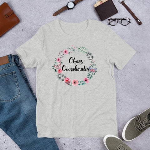 Image of Chaos Coordinator Floral Unisex T-shirt, Cute Floral Shirt For Mother's Day, Mother's Day Gift For Mom