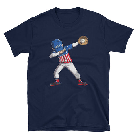 Image of Baseball Dabbing USA Merica 4th of July Short-Sleeve Unisex T-Shirt