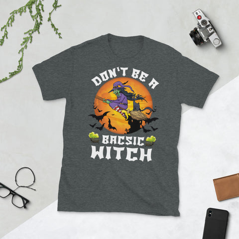 Image of Don't Be A Basic Witch Halloween Bat Short-Sleeve Unisex T-Shirt