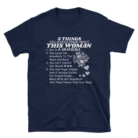 Image of 5 Things You Should Know About This Grandma Short-Sleeve Unisex T-Shirt / Grandma Gift / Birthday Shirt For Grandma