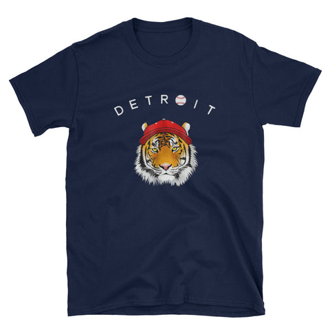 Image of Distressed Tiger Mascot - Baseball Short-Sleeve Unisex T-Shirt