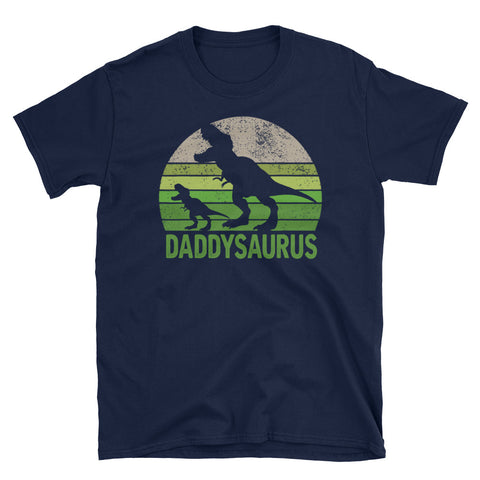 Image of Retro DaddySaurus Short-Sleeve Unisex T-Shirt, Dinorsau T-rex Daddy Shirt, New Daddy Shirt, Funny Shirt For Dad