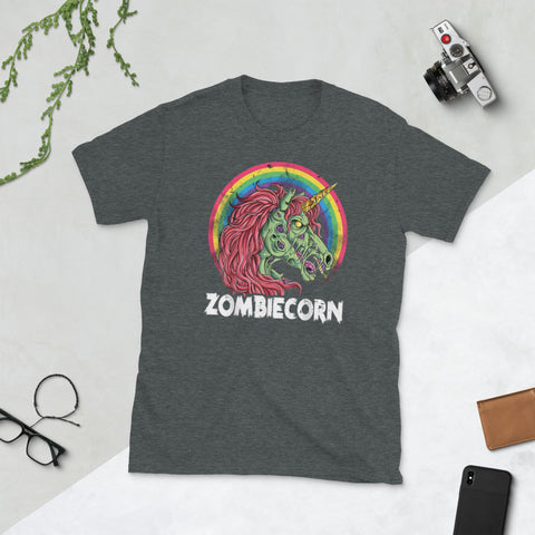 Image of Zombiecorn Zombie Unicorn Halloween Rainbow Short-Sleeve Unisex T-Shirt