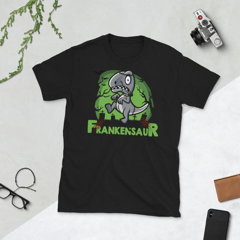 Image of Frankensaur Dinosaur T-rex Zombie Halloween Short-Sleeve Unisex T-Shirt