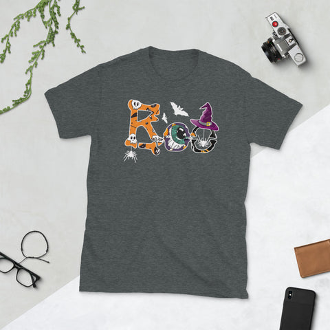 Image of Boo Halloween Spiders Witch Hat Bat Short-Sleeve Unisex T-Shirt