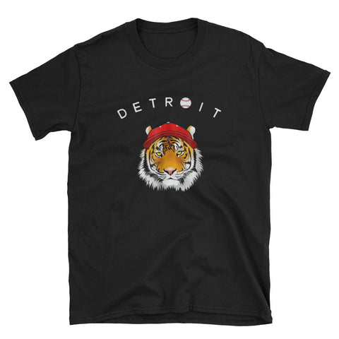 Image of Distressed Tiger Mascot - Baseball Short-Sleeve Unisex T-Shirt