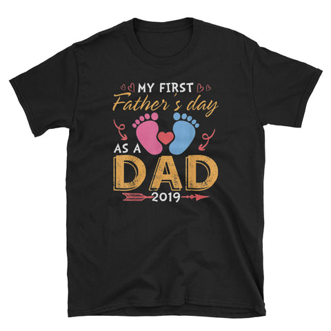 Image of My First Father's Day As A DAD 2019 Short-Sleeve Unisex T-Shirt, Father's Day Gift For New Daddy Shirt
