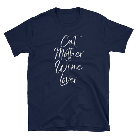 Image of Cat Mother Wine Lover Short-Sleeve Unisex T-Shirt