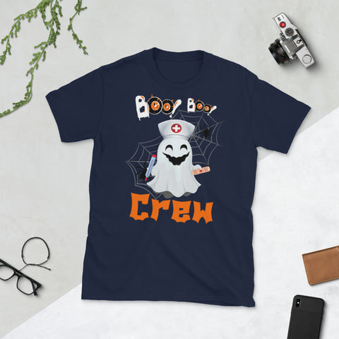 Image of Boo Boo Crew Ghost Nurse Halloween Spider Short-Sleeve Unisex T-Shirt
