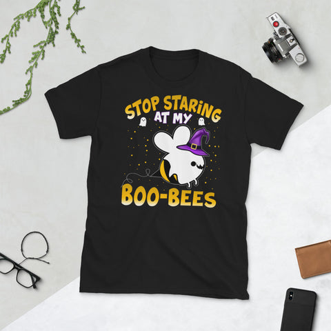 Image of Stop Staring At My Boo Bees Halloween Short-Sleeve Unisex T-Shirt