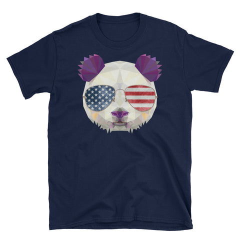 Image of American Panda Wear Glasses 4th Of July Short-Sleeve Unisex T-Shirt, Independence Day Shirt