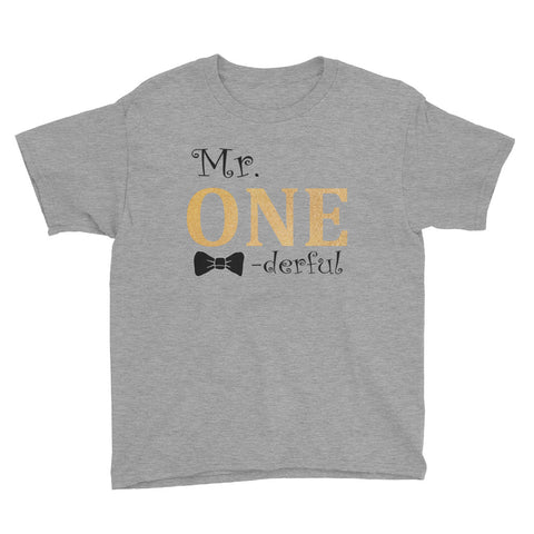 Image of Mr Onederful Youth Short Sleeve T-Shirt, Funny T-shirt For Kids, Birthday T-shirt For Kids