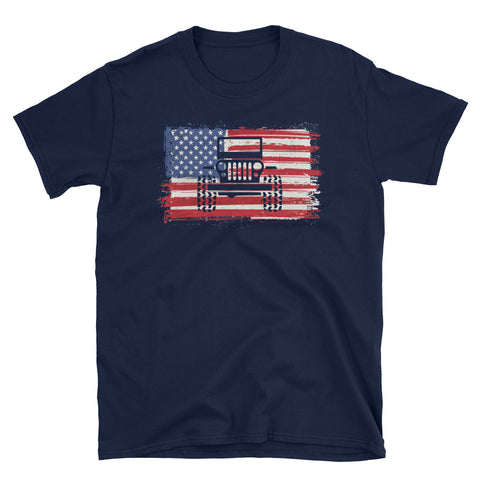 Image of America Jeep Flag 4th Of July Short-Sleeve Unisex T-Shirt, Independence Day Shirt