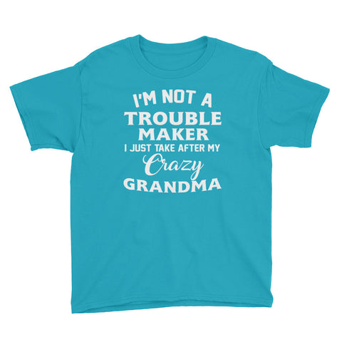 Image of Personalized I'm Not A Trouble Maker I Just Take After My Crazy Grandma Youth Short Sleeve T-Shirt
