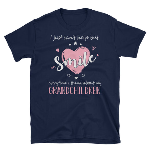 Image of I Just Can't Help But Smile Everytime I Think About My Grandchildren Short-Sleeve Unisex T-Shirt, Funny Mother's Day Shirt For Grandma
