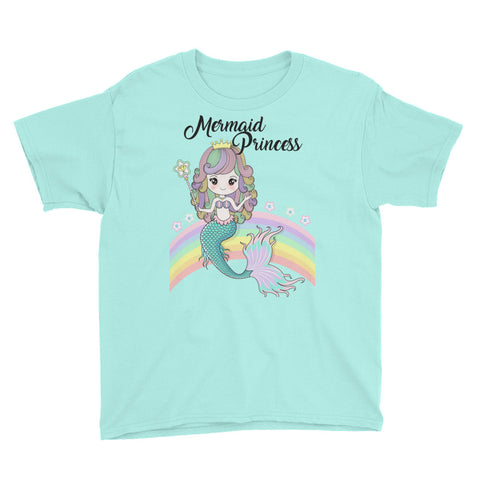 Image of Mermaid Princess Daughter Birthday Party Outfit Youth Short Sleeve T-Shirt, Cute Birthday Shirt For Daughter Princess