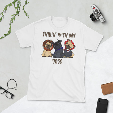Image of Chillin With My Dogs Halloween Short-Sleeve Unisex T-Shirt