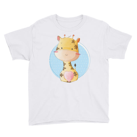 Image of Cute Baby Giraffe Youth Short Sleeve T-Shirt, Funny Giraffe Shirt For Kids