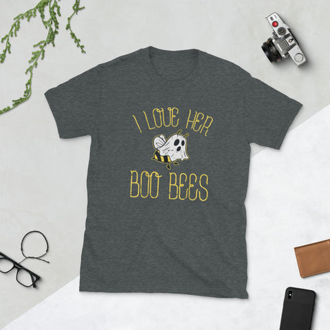 Image of I Love Her Boo Bees Halloween Matching Couple Costume Short-Sleeve Unisex T-Shirt