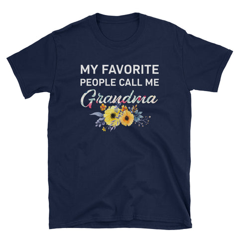 Image of My Favorite People Call Me Grandma Flower Short-Sleeve Unisex T-Shirt, Flower T-shirt For Women