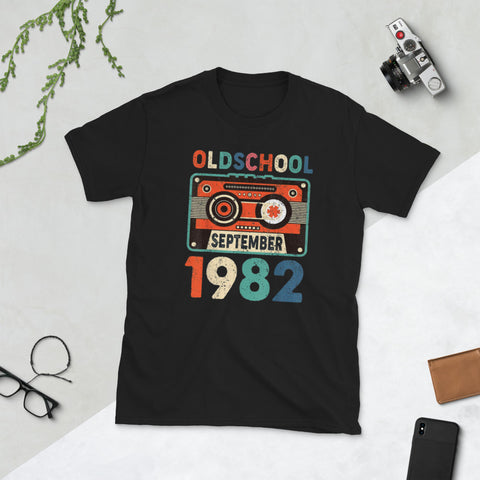 Image of Old School September 1982 37th 37 Yrs Birthday Short-Sleeve Unisex T-Shirt