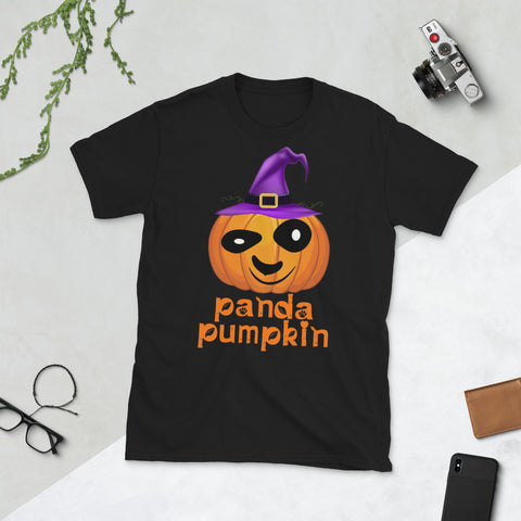 Image of Pumpkin Witch Panda Dunny Halloween Short-Sleeve Unisex T-Shirt