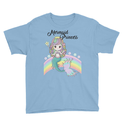 Image of Mermaid Princess Daughter Birthday Party Outfit Youth Short Sleeve T-Shirt, Cute Birthday Shirt For Daughter Princess