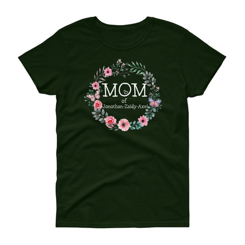 Image of Personalized Mom Of Kids Names Ladies Heavy Cotton Short Sleeve T-Shirt, Mother's Day Gift For Mom