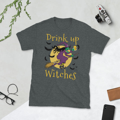 Image of Drink Up Witches Funny Halloween Short-Sleeve Unisex T-Shirt