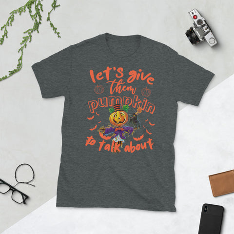 Image of Lets Give Them Pumpkin To Talk About Halloween Pumpkin Bat Short-Sleeve Unisex T-Shirt