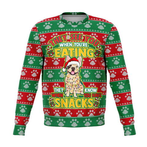 Image of Snacks French Bulldog Ugly Christmas Sweater