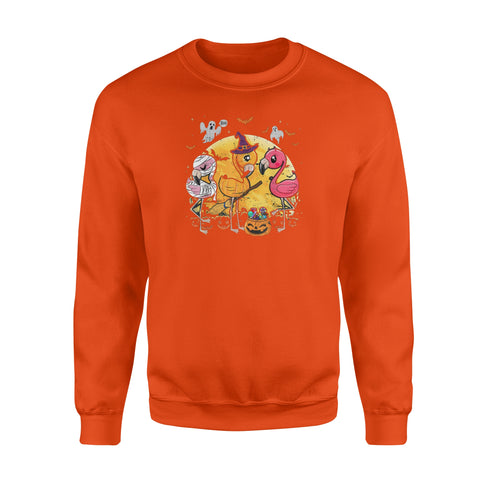 Image of Flamingo Lover Funny Pumpkin Halloween Party - Standard Fleece Sweatshirt