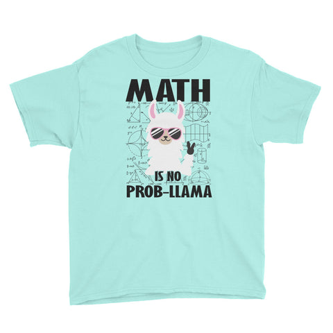 Image of Math Is No Prob-Llama Youth Short Sleeve T-Shirt, Funny No Problem Llama, Funny Graphic Tee