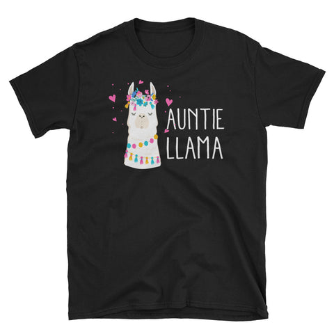 Image of Personalize Auntie Llama Short-Sleeve Unisex T-Shirt, Funny Graphic Tee, Auntie Gift, Mother's Day Gift For Aunt
