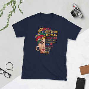 September Woman I Have 3 Sides September Birthday Gift Short-Sleeve Unisex T-Shirt