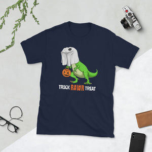 Halloween T Rex Dinosaur Ghost Trick RAWR Treat Short-Sleeve Unisex T-Shirt